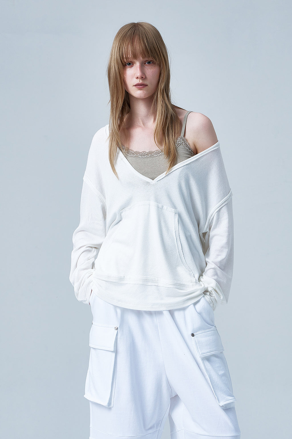 Deinet - Raw V Long Sleeve (White) product image 6 | TRAB K-Fashion Australia