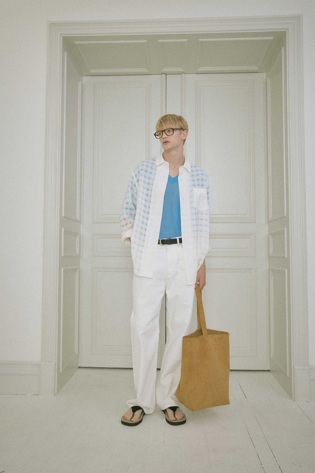 STU - Comfortable Check Shirt (White) product image 12 | TRAB K-Fashion Australia