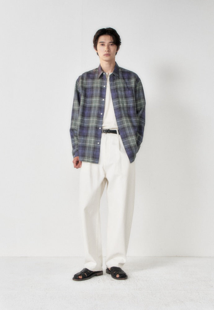 Art if acts - Linen French Check Shirt (Khaki/Blue) product image 1 | TRAB K-Fashion Australia