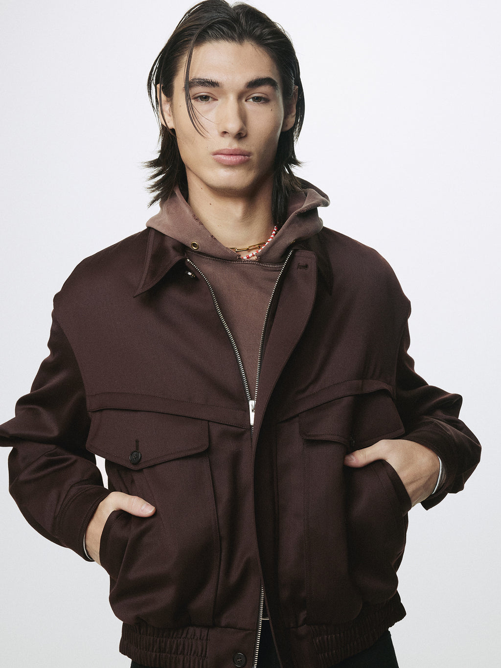 Tonywack - Wool Viscose Oversized Bomber Jacket (Dark Burgundy) product image 10 | TRAB K-Fashion Australia