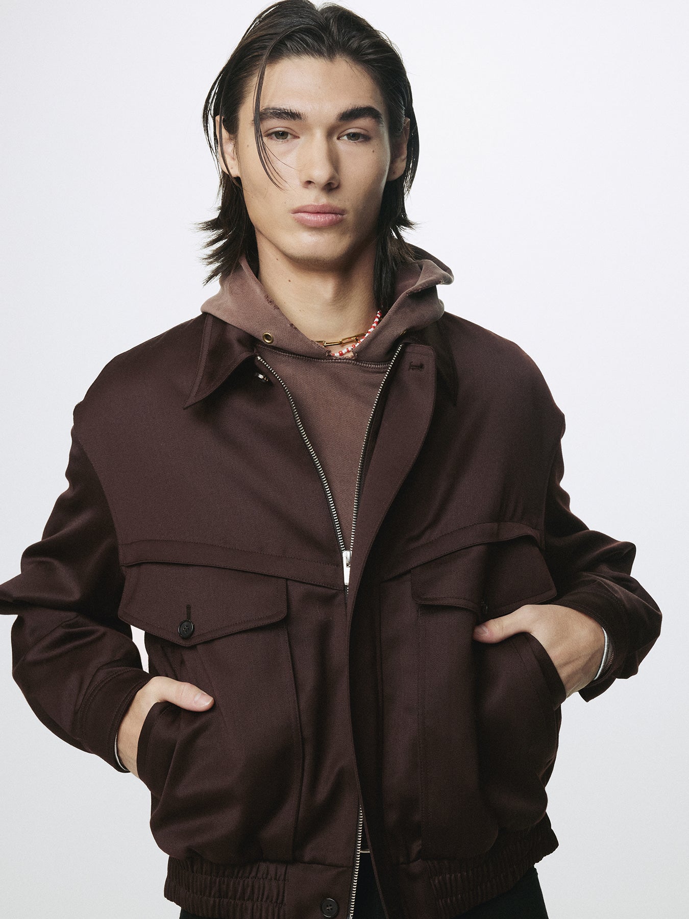 Tonywack - Wool Viscose Oversized Bomber Jacket (Dark Burgundy) product image 10 | TRAB K-Fashion Australia