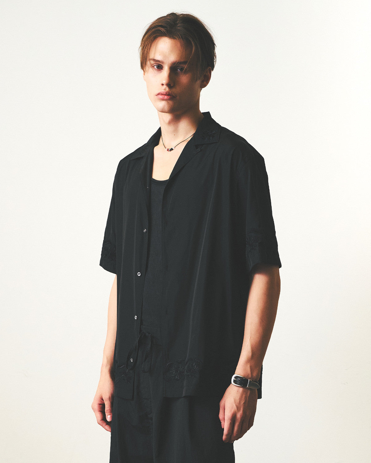 Eastlogue - Breezy Embroidered Half Shirts (Black) product image 3 | TRAB K-Fashion Australia