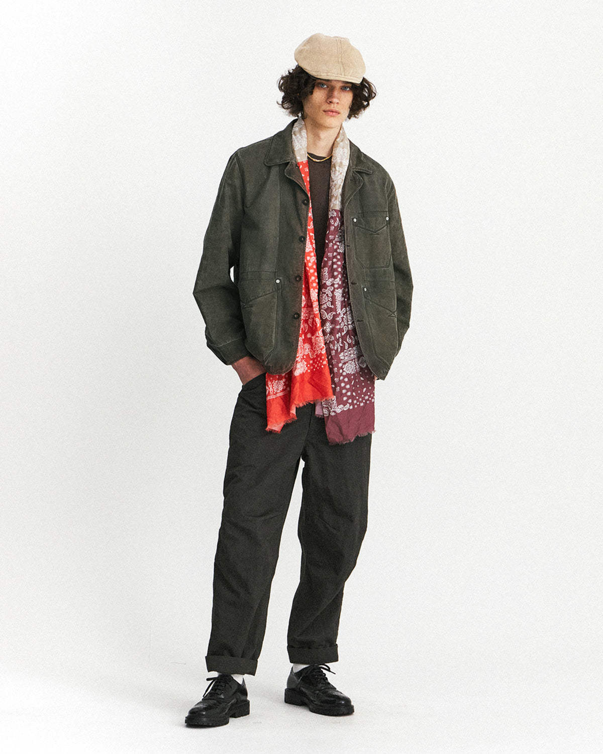 Eastlogue - Wanderer Chore Jacket (Olive Dyeing Linen) product image 1 | TRAB K-Fashion Australia