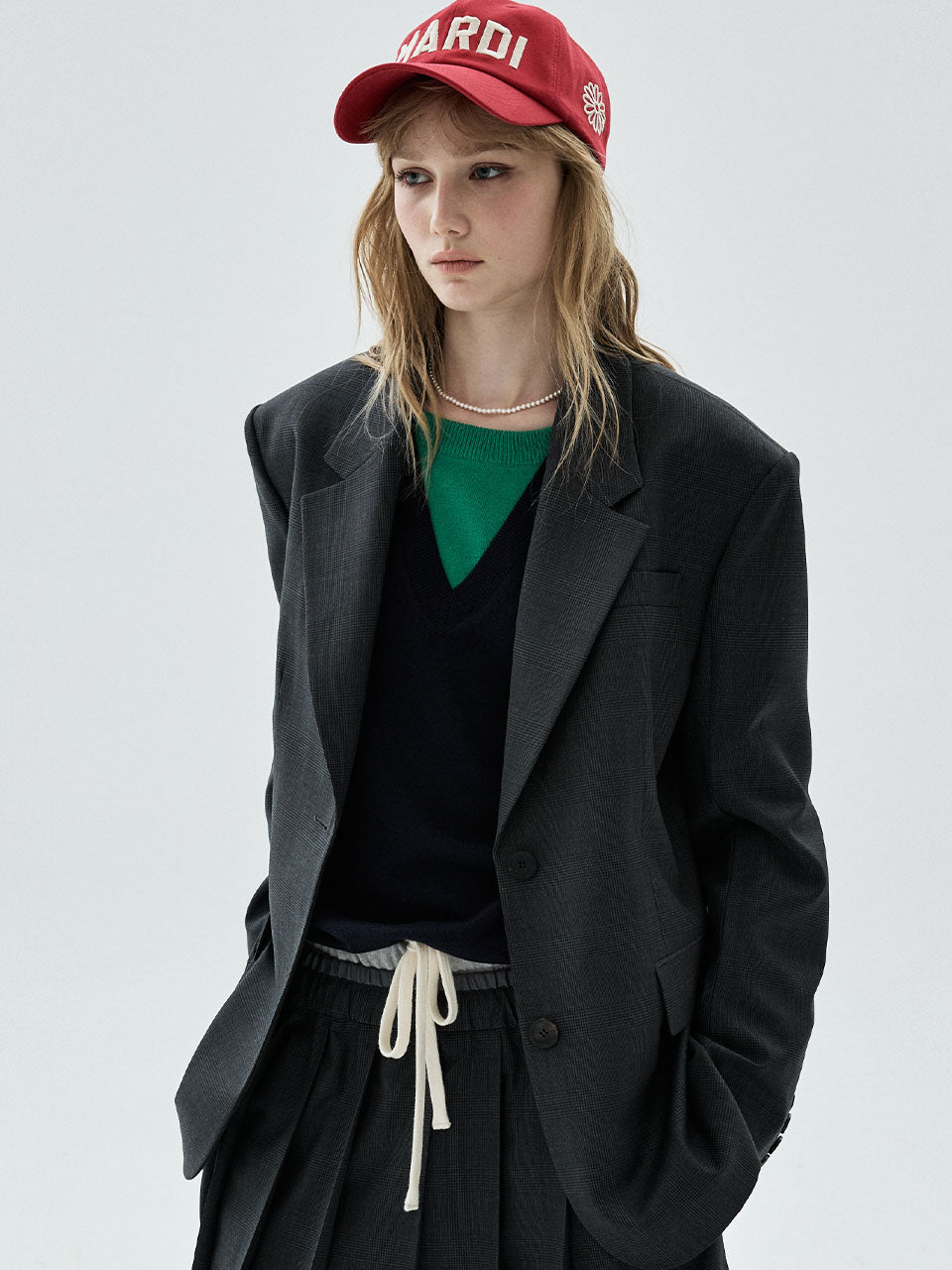 Mardi Mercredi - Wool Oversized Jacket Glen Check (Charcoal) product image 1 | TRAB K-Fashion Australia