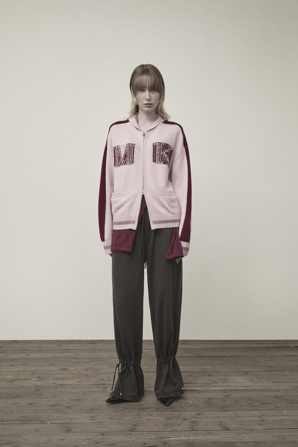 Matin Kim - Matin Kim Initial Knit Zip Up (Pink) product image 9 | TRAB K-Fashion Australia