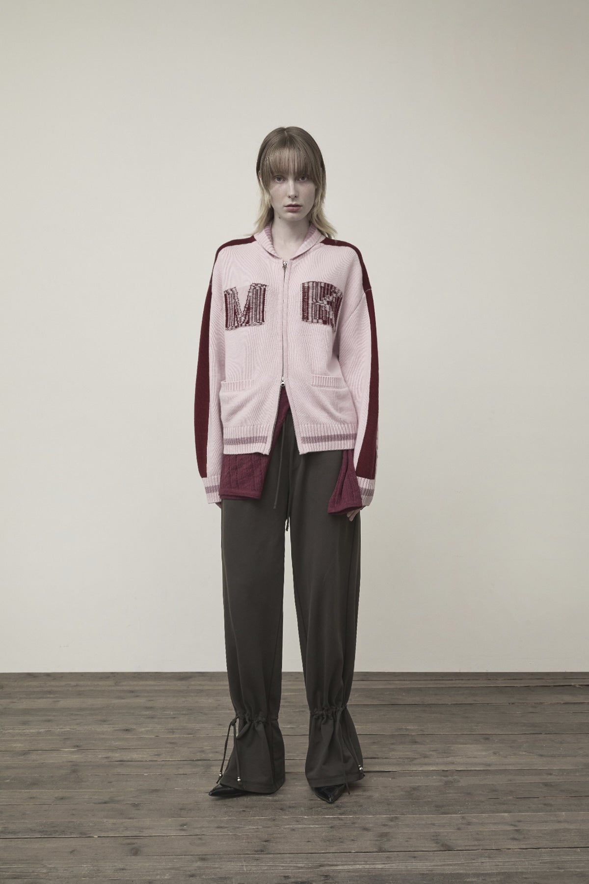 Matin Kim - Matin Kim Initial Knit Zip Up (Pink) product image 9 | TRAB K-Fashion Australia