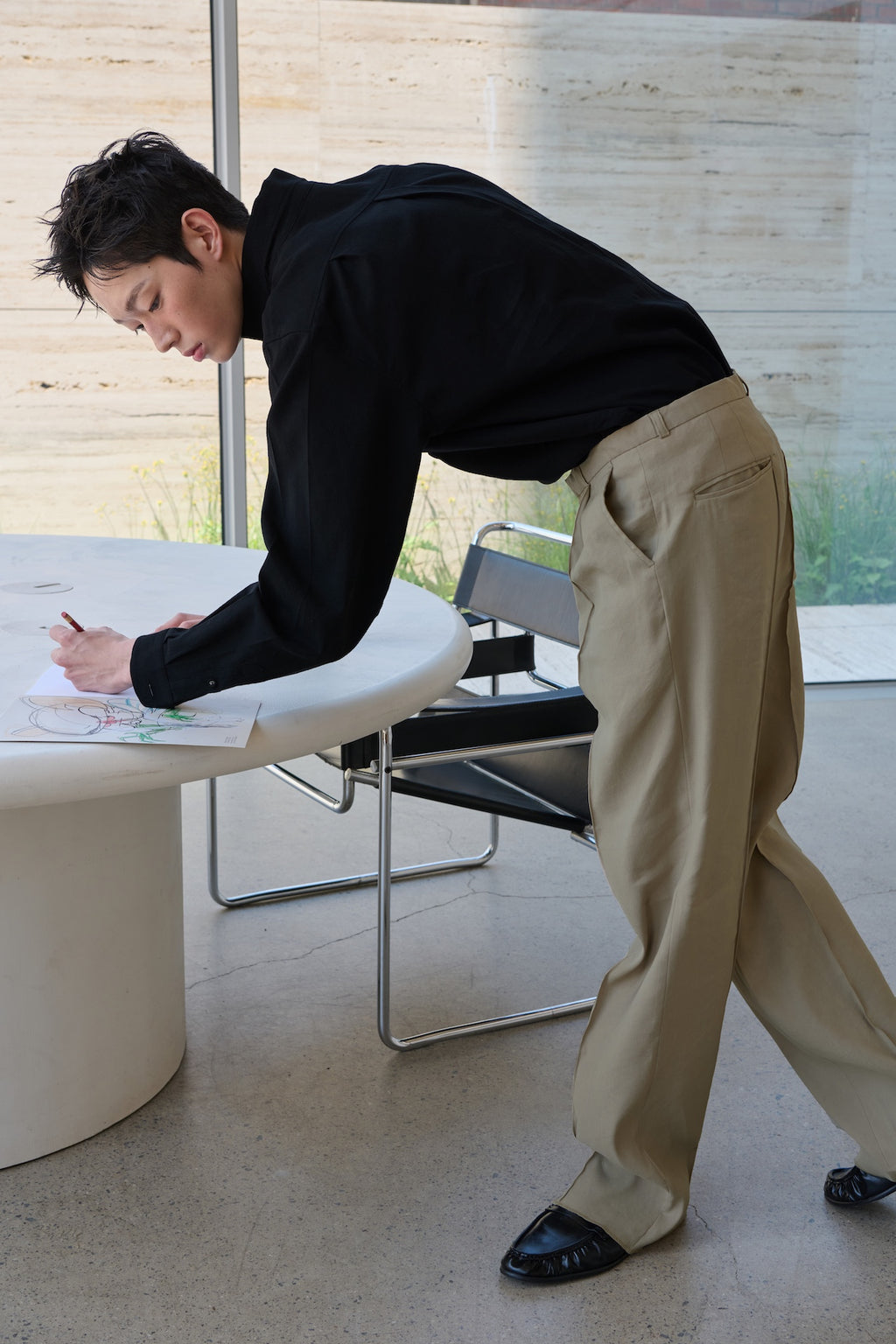 STU - Low Rise Pin Tuck Linen Slacks (Beige) product image 1 | TRAB K-Fashion Australia