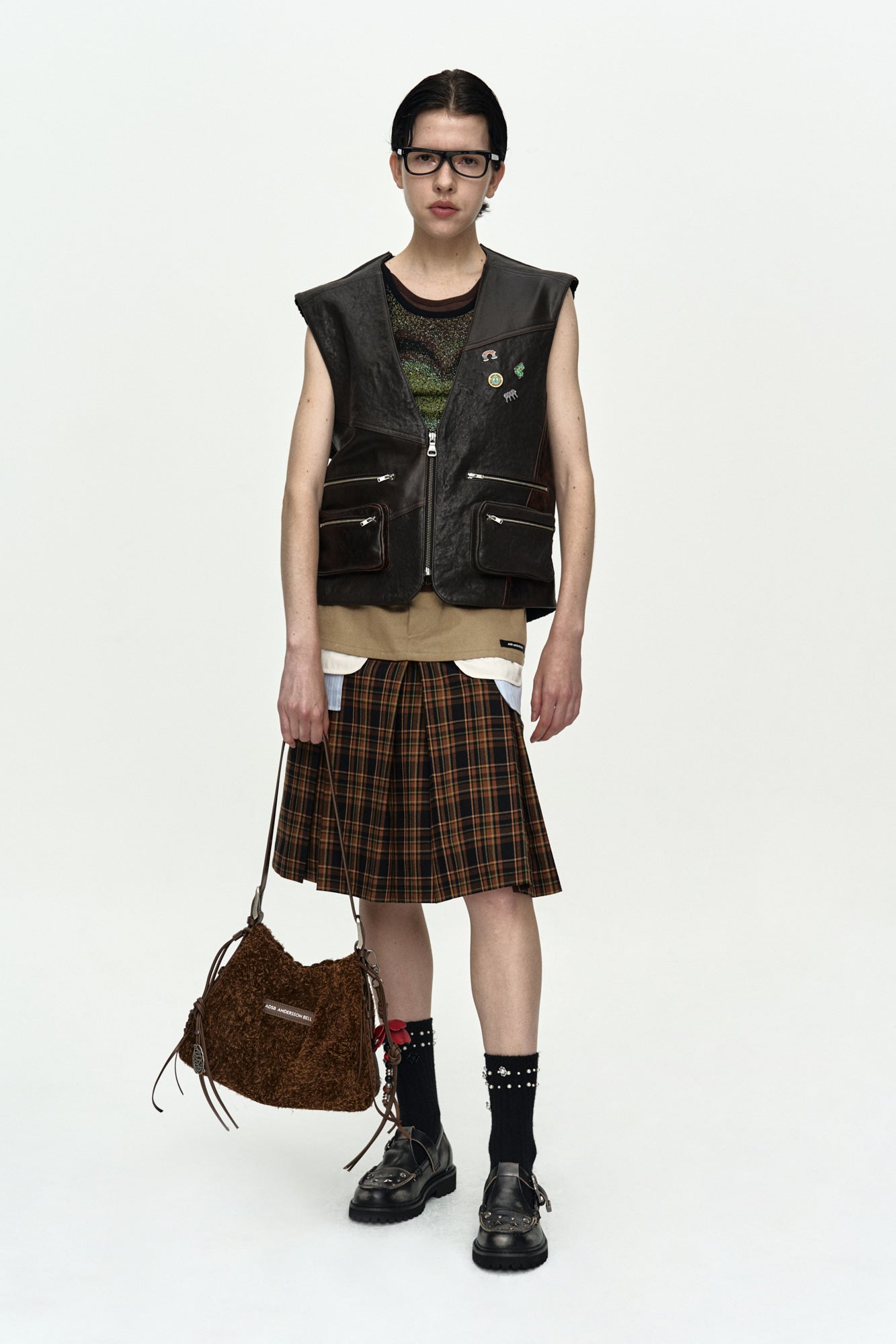 Andersson Bell - Double Layered Pleats Skirt (Brown) product image 6 | TRAB K-Fashion Australia