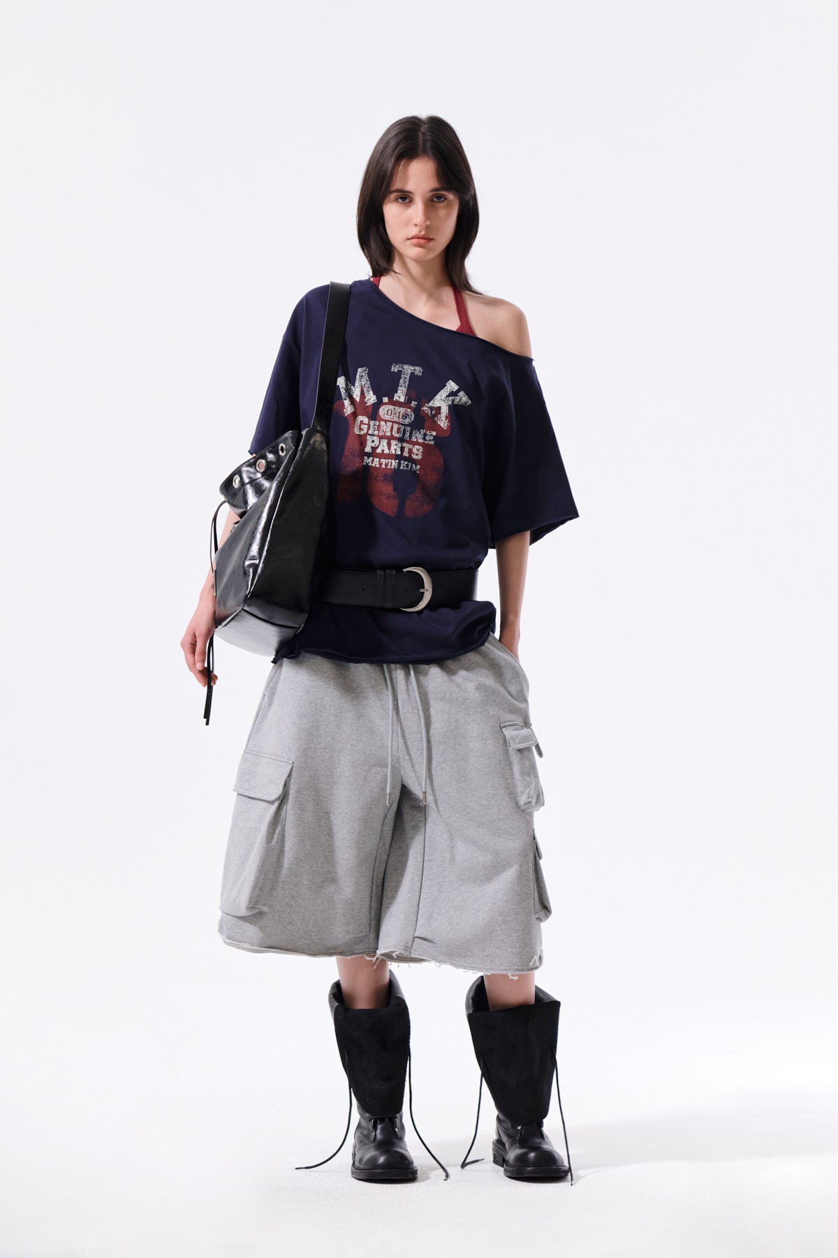 Matin Kim - Terry Utility Pocket Bermuda Pants (Grey) product image 8 | TRAB K-Fashion Australia