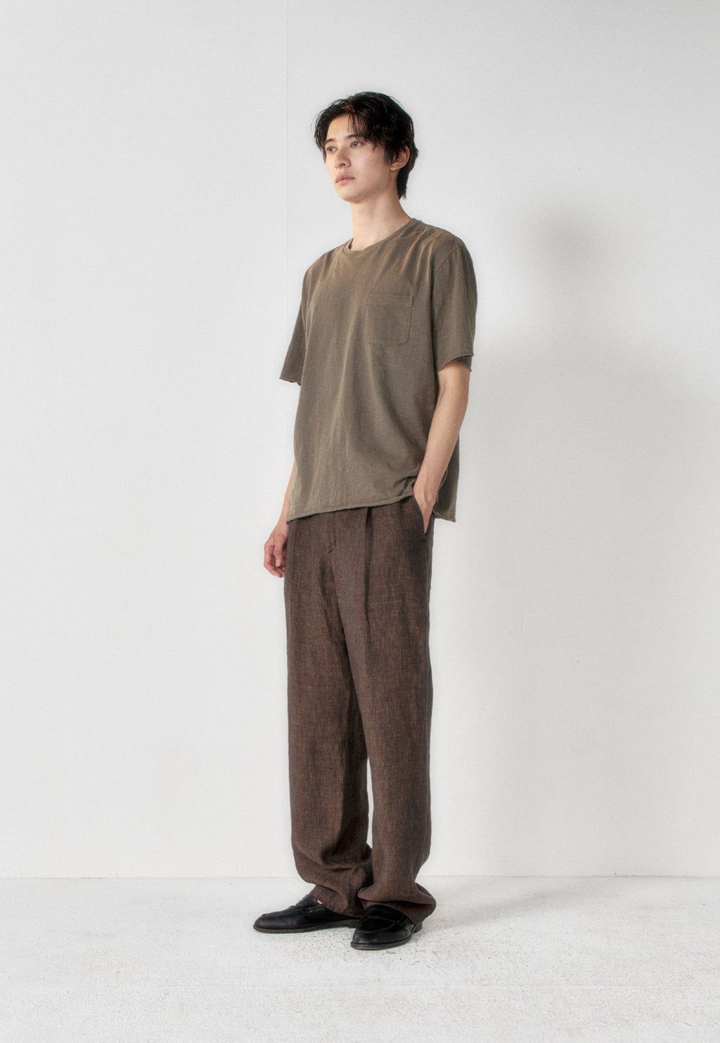Art if acts - Linen One Tuck Pants (Wood) product image 2 | TRAB K-Fashion Australia