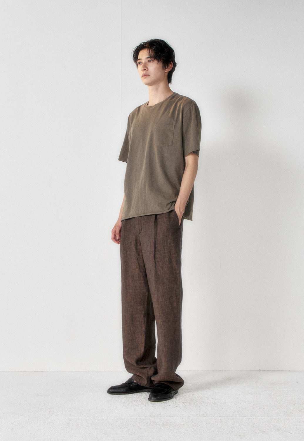 Art if acts - Linen One Tuck Pants (Wood) product image 2 | TRAB K-Fashion Australia