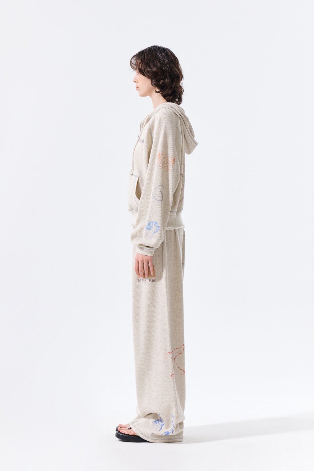 Matin Kim - Sketch Graffiti Waffle Pants (Light Beige) product image 8 | TRAB K-Fashion Australia
