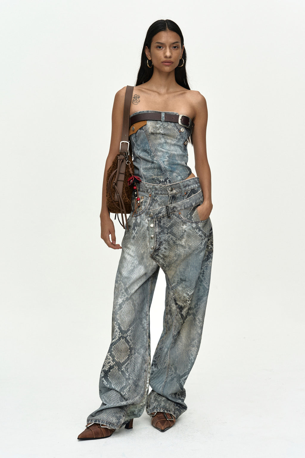 Andersson Bell - Python Fade Denim Printed Twist Bustier (Blue) product image 2 | TRAB K-Fashion Australia