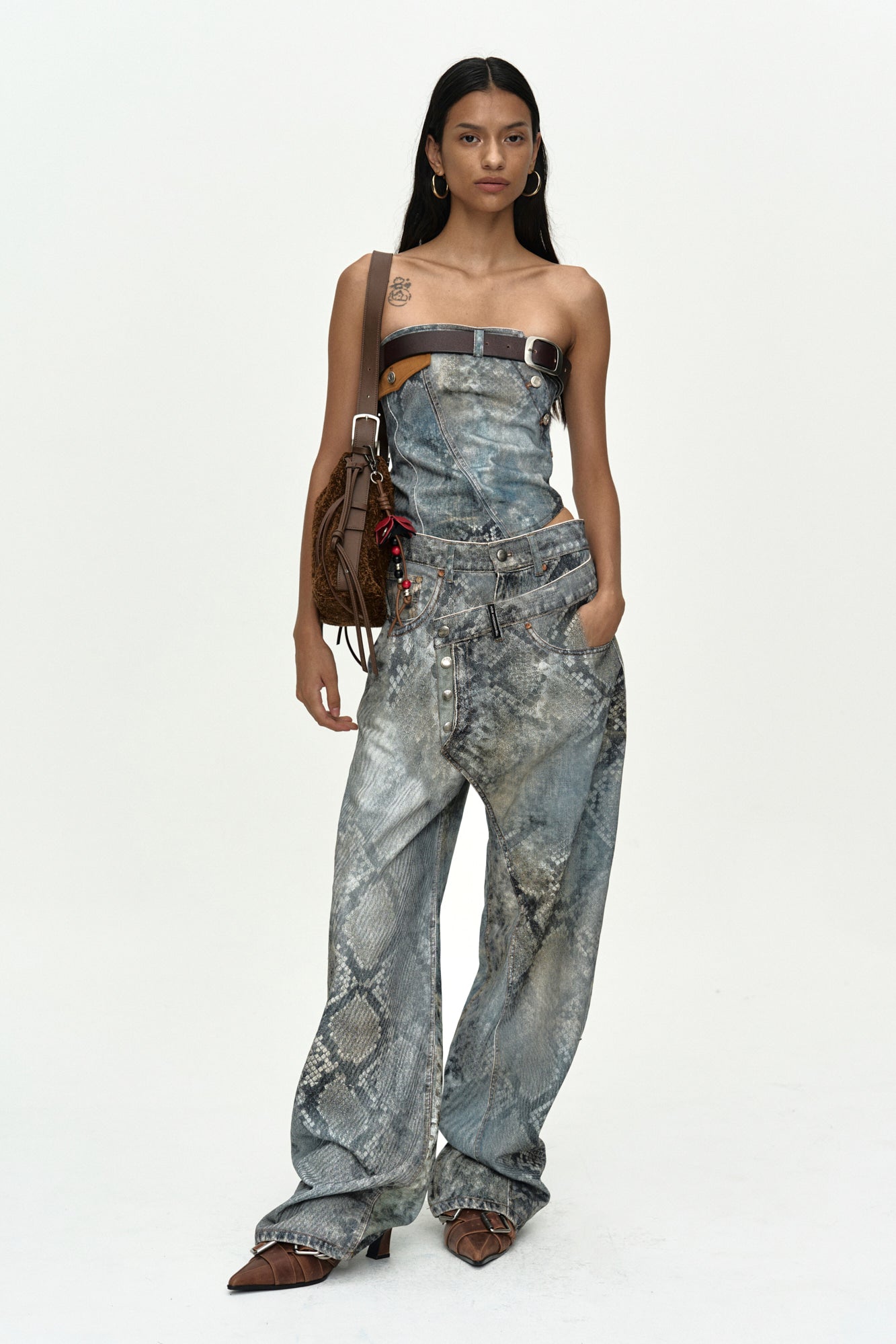 Andersson Bell - Python Fade Denim Printed Twist Bustier (Blue) product image 2 | TRAB K-Fashion Australia