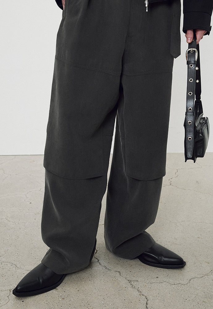 Tonywack - Drape Cupro Belted Pants (Ripe Olive) product image 4 | TRAB K-Fashion Australia