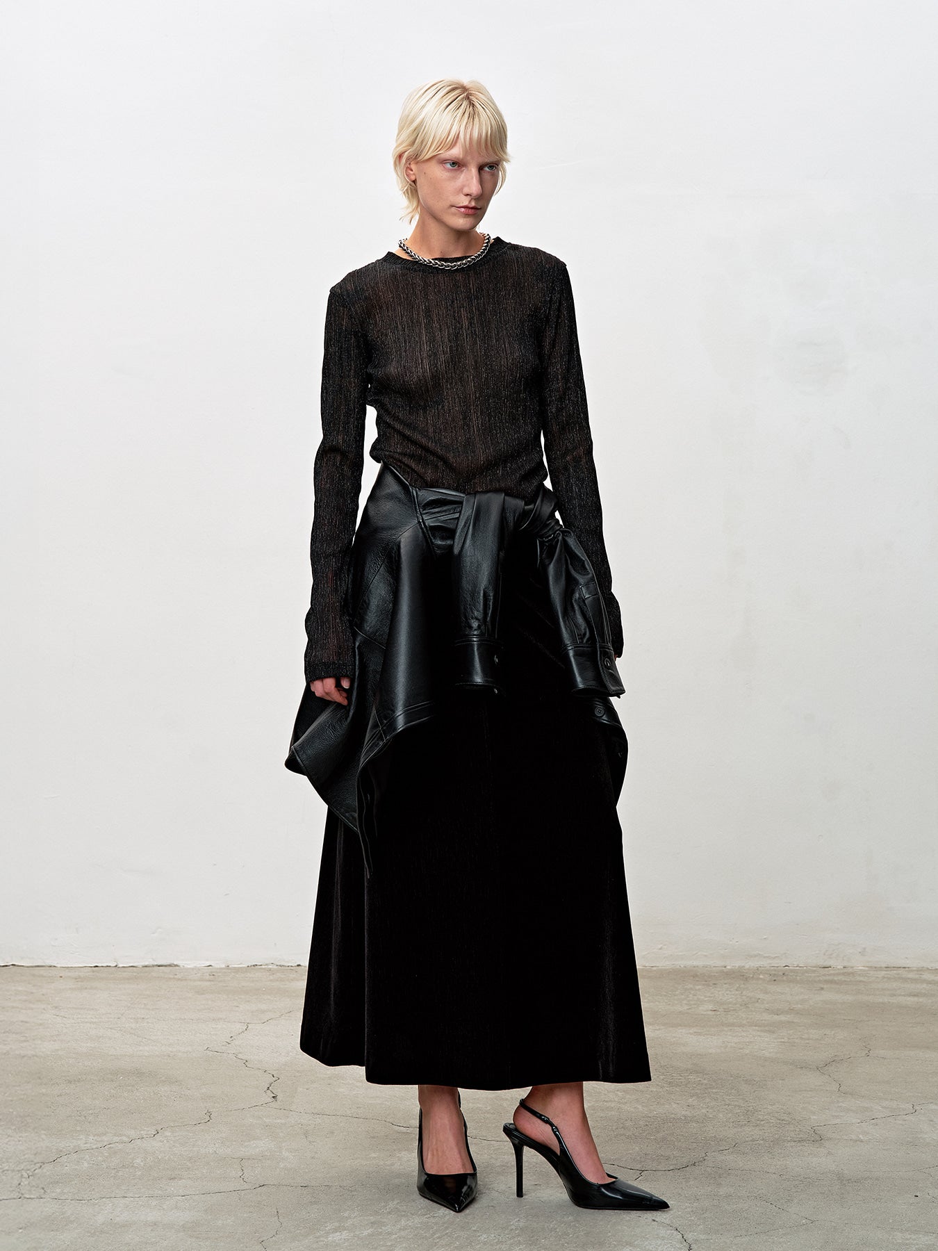 Tonywack - Metallic Thread Sheer Longsleeve (Black) product image 4 | TRAB K-Fashion Australia