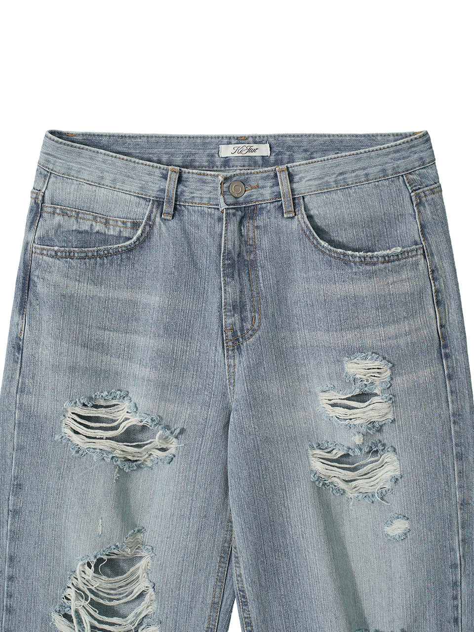 Kijun - Distressed Relaxed Fit Jeans (Blue) product image 9 | TRAB K-Fashion Australia