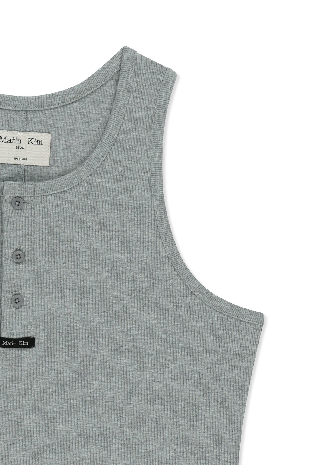 Matin Kim - Sleeveless Henley Top (Grey) product image 5 | TRAB K-Fashion Australia