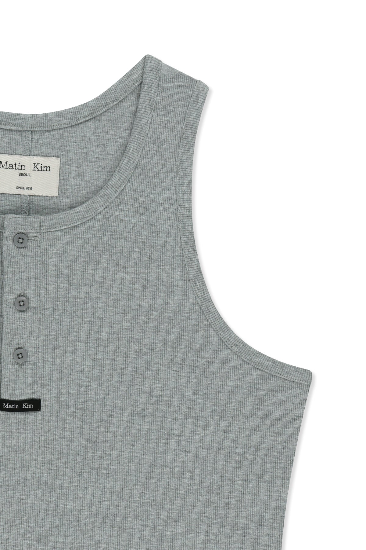 Matin Kim - Sleeveless Henley Top (Grey) product image 5 | TRAB K-Fashion Australia