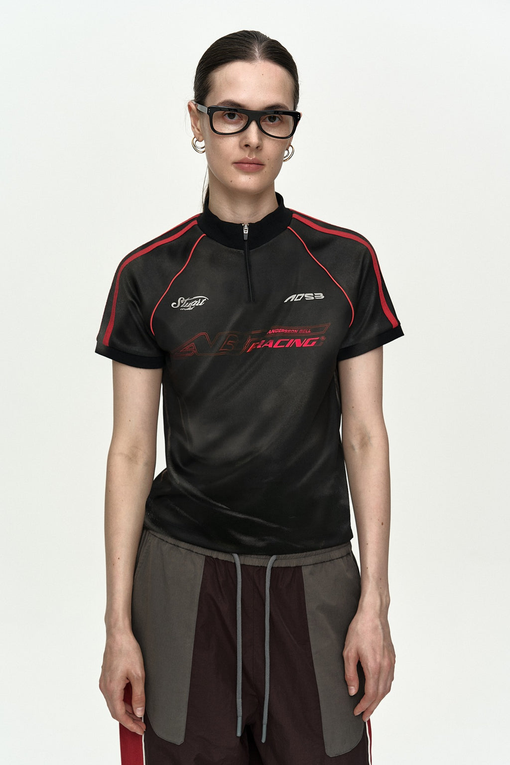 Andersson Bell - Printed Racing Zip-Up Top (Black) product image 1 | TRAB K-Fashion Australia