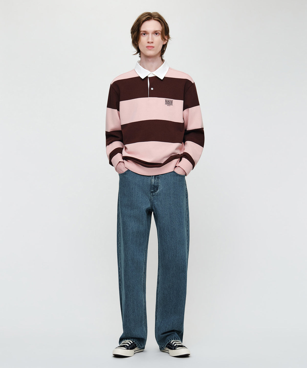 Marithe & Francois Girbaud - Semi-wide Broken Twill Denim Pants (Blue) product image 3 | TRAB K-Fashion Australia
