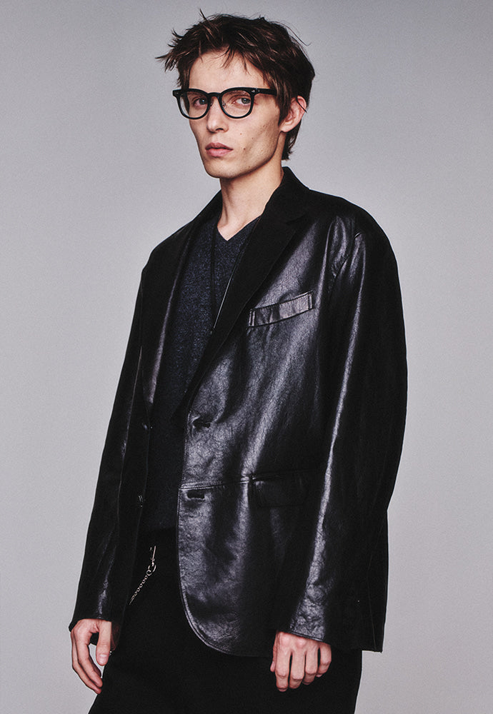 Art if acts - Vegetable Leather Cutting Blazer_Italy Lambskin (Black) product image 5 | TRAB K-Fashion Australia