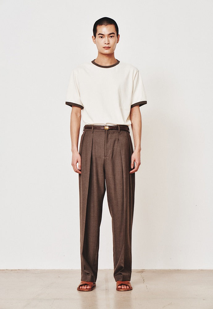 Art if acts - Reverse Wool Two Tuck Pants (Brown) product image 1 | TRAB K-Fashion Australia