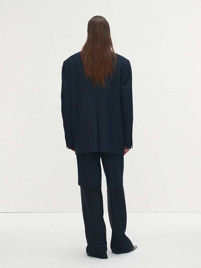 Tonywack - Striped Wool Oversized Tailored Jacket (Navy Pinstripe) product image 4 | TRAB K-Fashion Australia