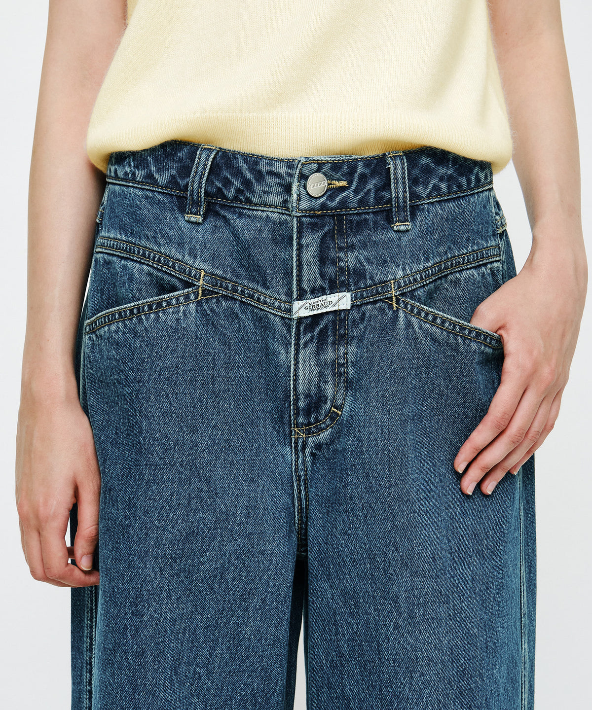 Marithe & Francois Girbaud - X-pocket Semi-wide Denim Pants (Blue) product image 2 | TRAB K-Fashion Australia