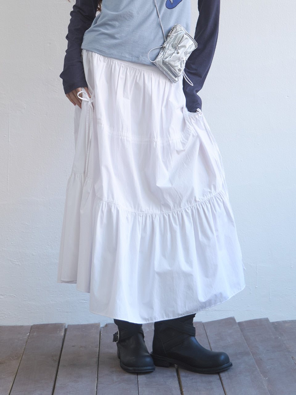 Kijun - Shirring Full Skirt (White) product image 5 | TRAB K-Fashion Australia
