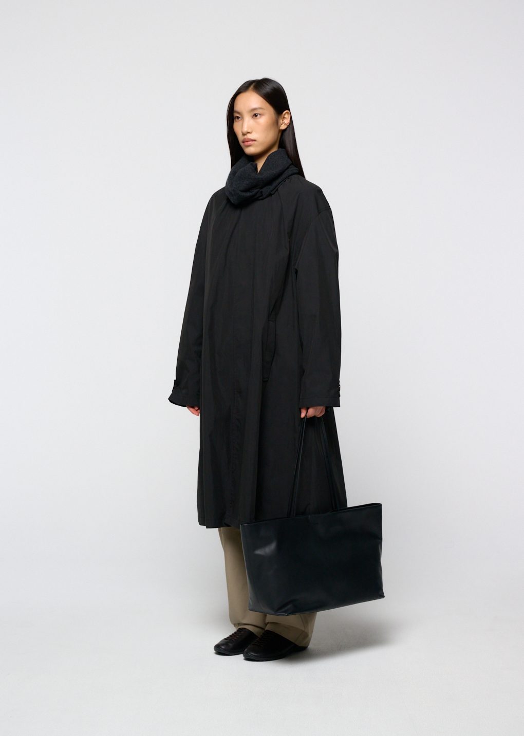 Amomento - Cotton nylon shirring coat (Black) product image 18 | TRAB K-Fashion Australia