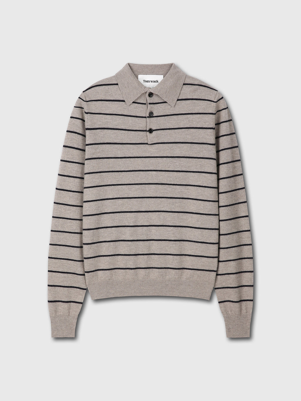 Tonywack - Super Fine Wool Stripe Polo Knit (Beige/Navy) product image 7 | TRAB K-Fashion Australia