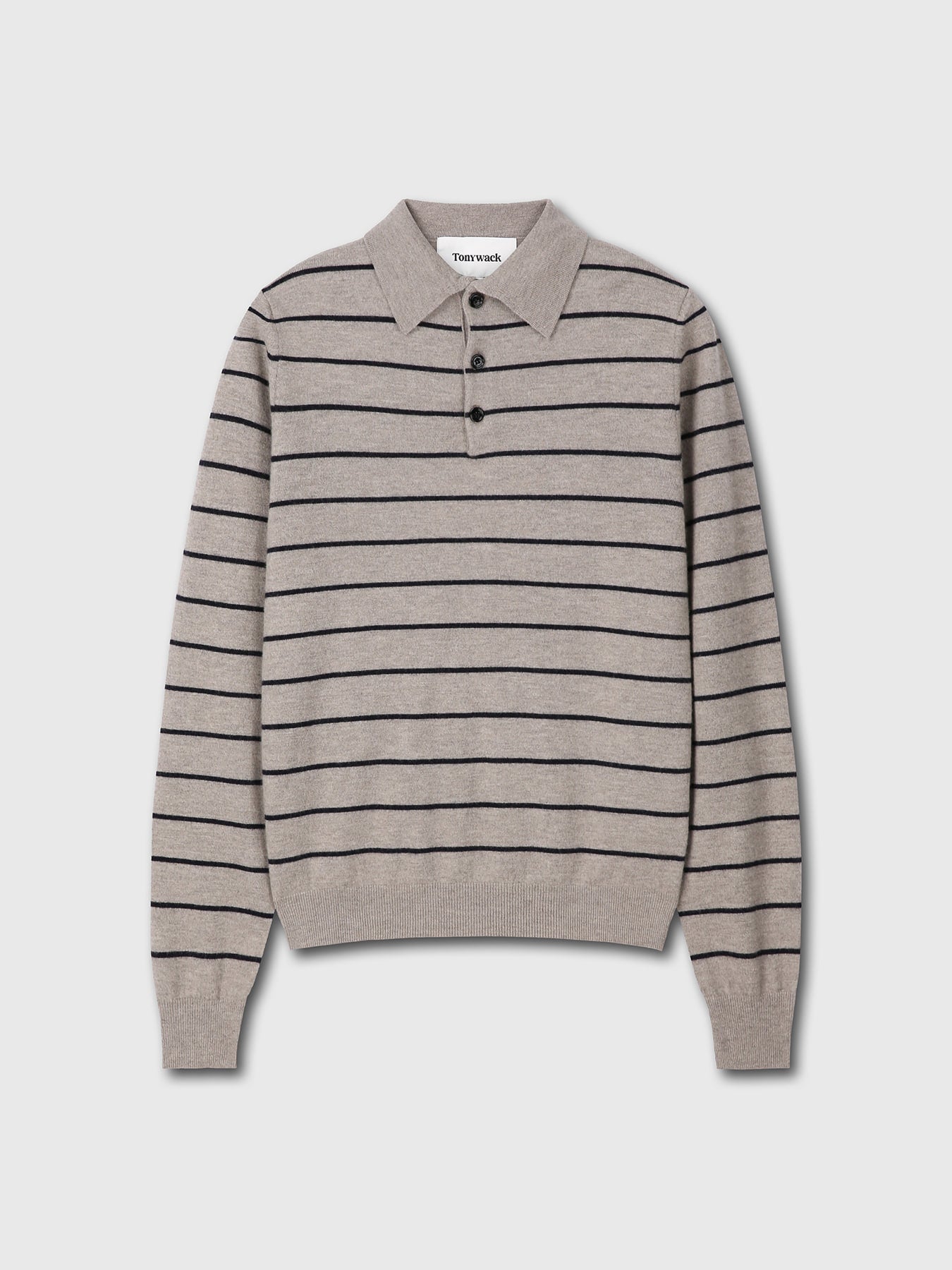 Tonywack - Super Fine Wool Stripe Polo Knit (Beige/Navy) product image 7 | TRAB K-Fashion Australia