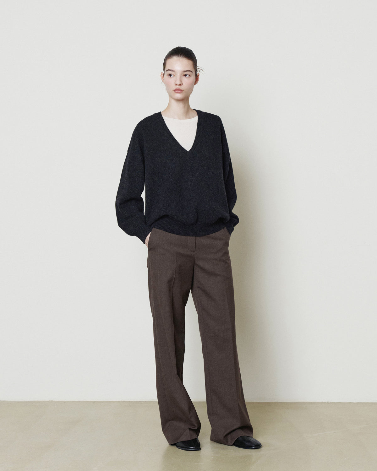 Brownyard - Deep V Neck Sweater (Charcoal) product image 1 | TRAB K-Fashion Australia