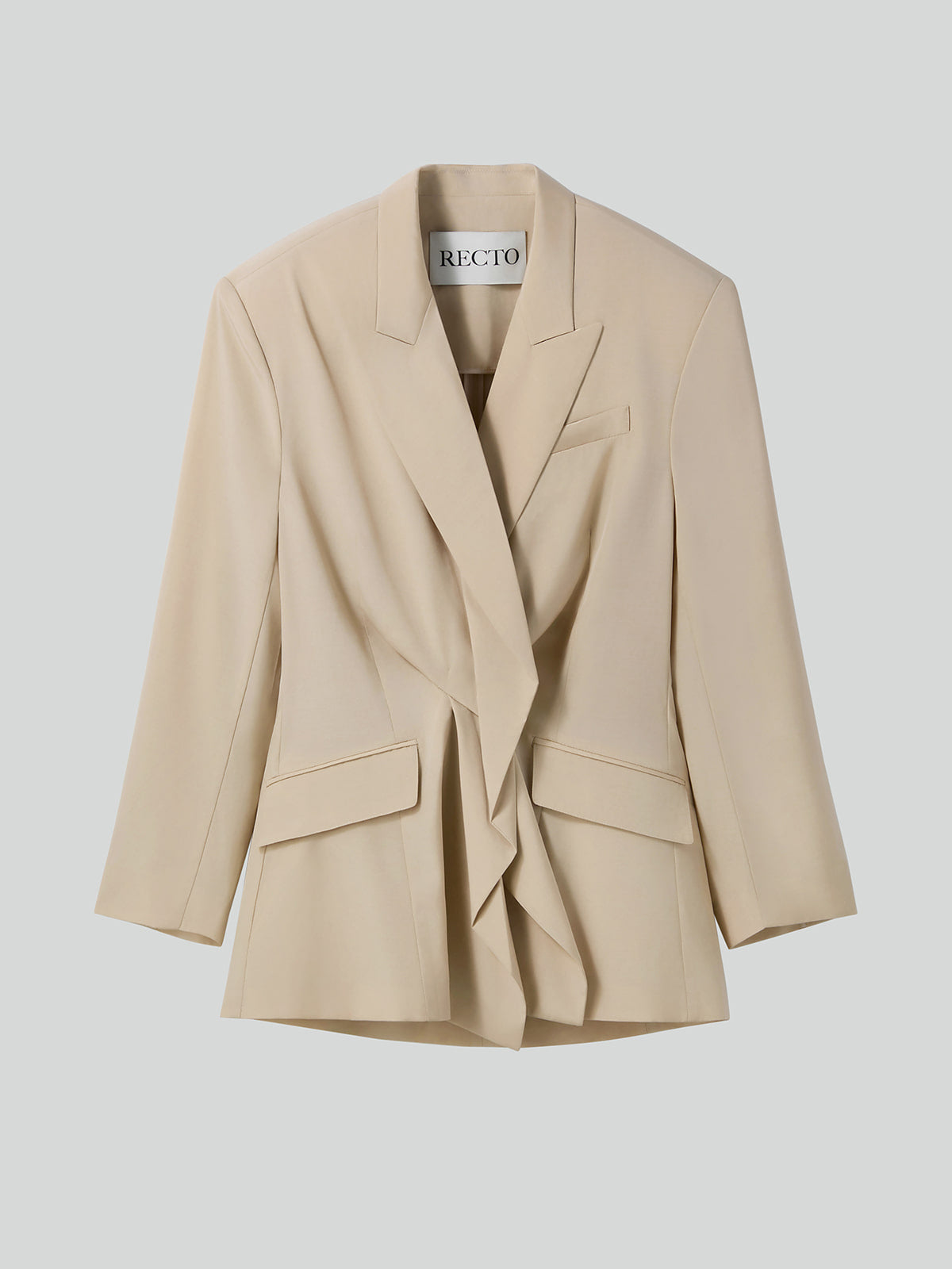 Recto - Drape Detail Suit Jacket (Light Beige) product image 5 | TRAB K-Fashion Australia