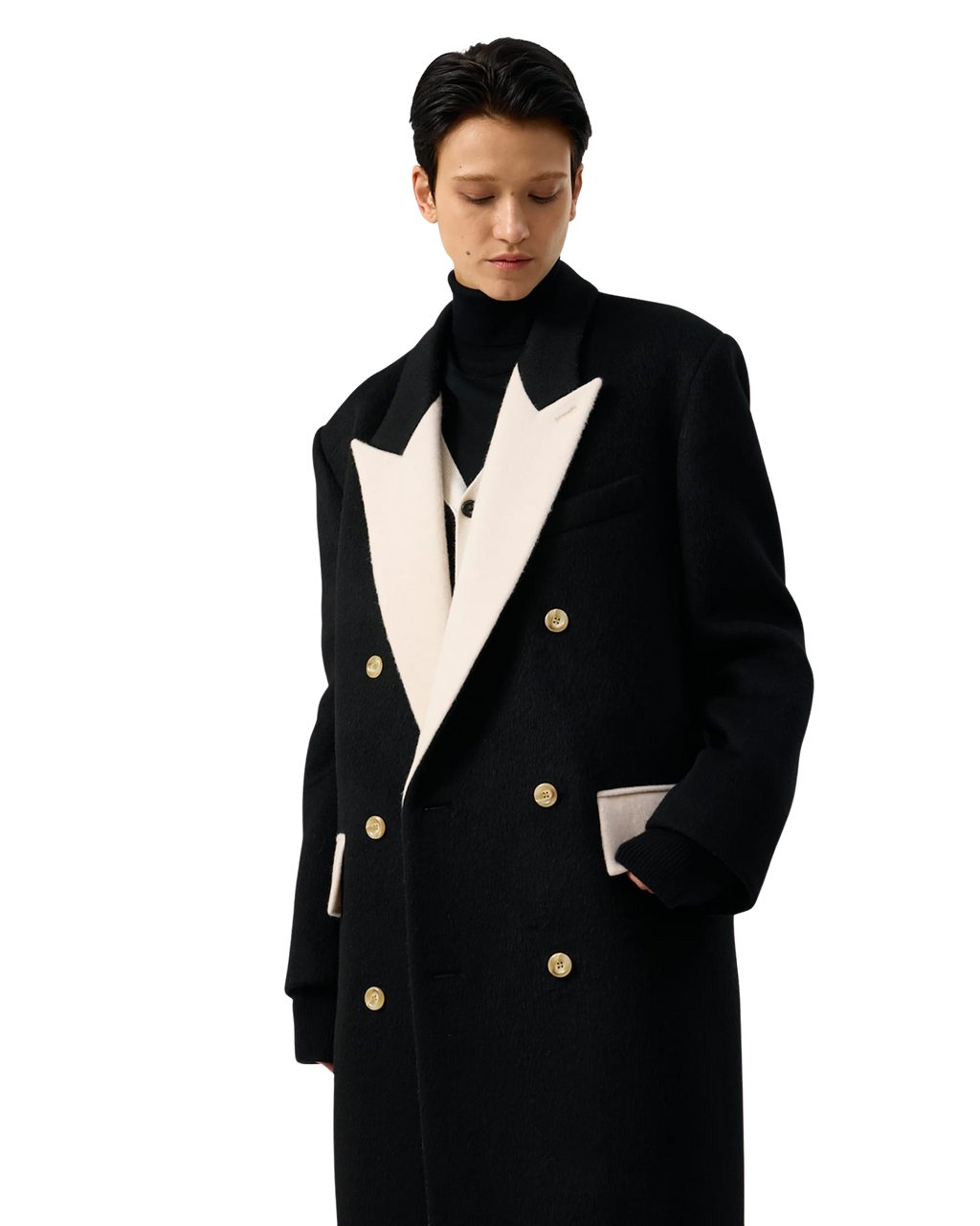 Kimhe Kim - Bi Color Double Breasted Coat (Black/Ivory) product image 27 | TRAB K-Fashion Australia