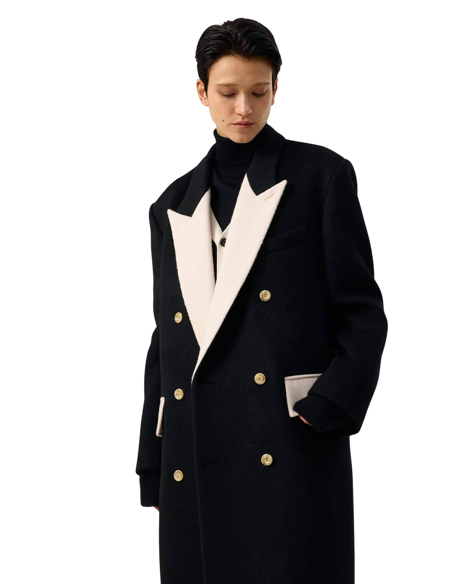 Kimhe Kim - Bi Color Double Breasted Coat (Black/Ivory) product image 27 | TRAB K-Fashion Australia
