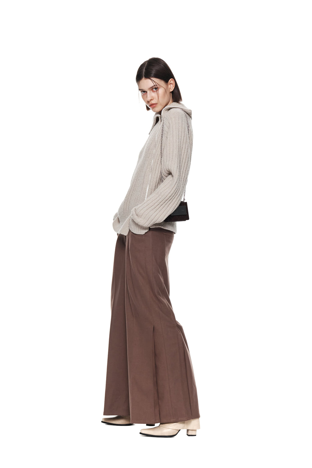 Matin Kim - Side Pleats Trouser (Brown) product image 9 | TRAB K-Fashion Australia