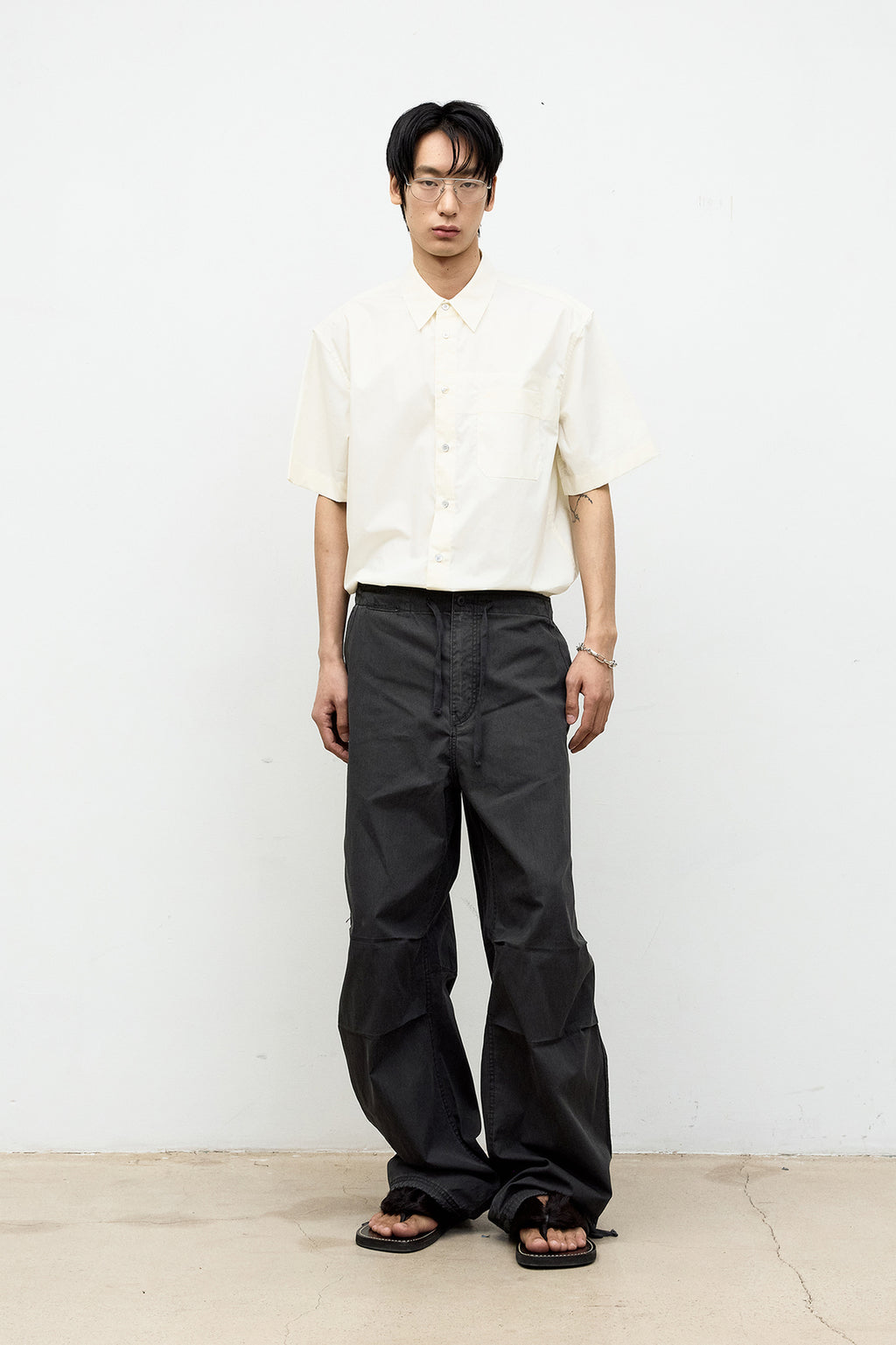 Coor - Drawstring Washed Cotton Pants (Washed Charcoal) product image 2 | TRAB K-Fashion Australia
