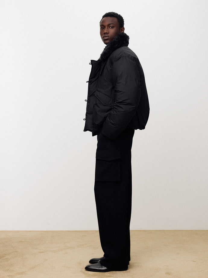 Tonywack - Textured Wool Wide Cargo Pants (Black) product image 3 | TRAB K-Fashion Australia
