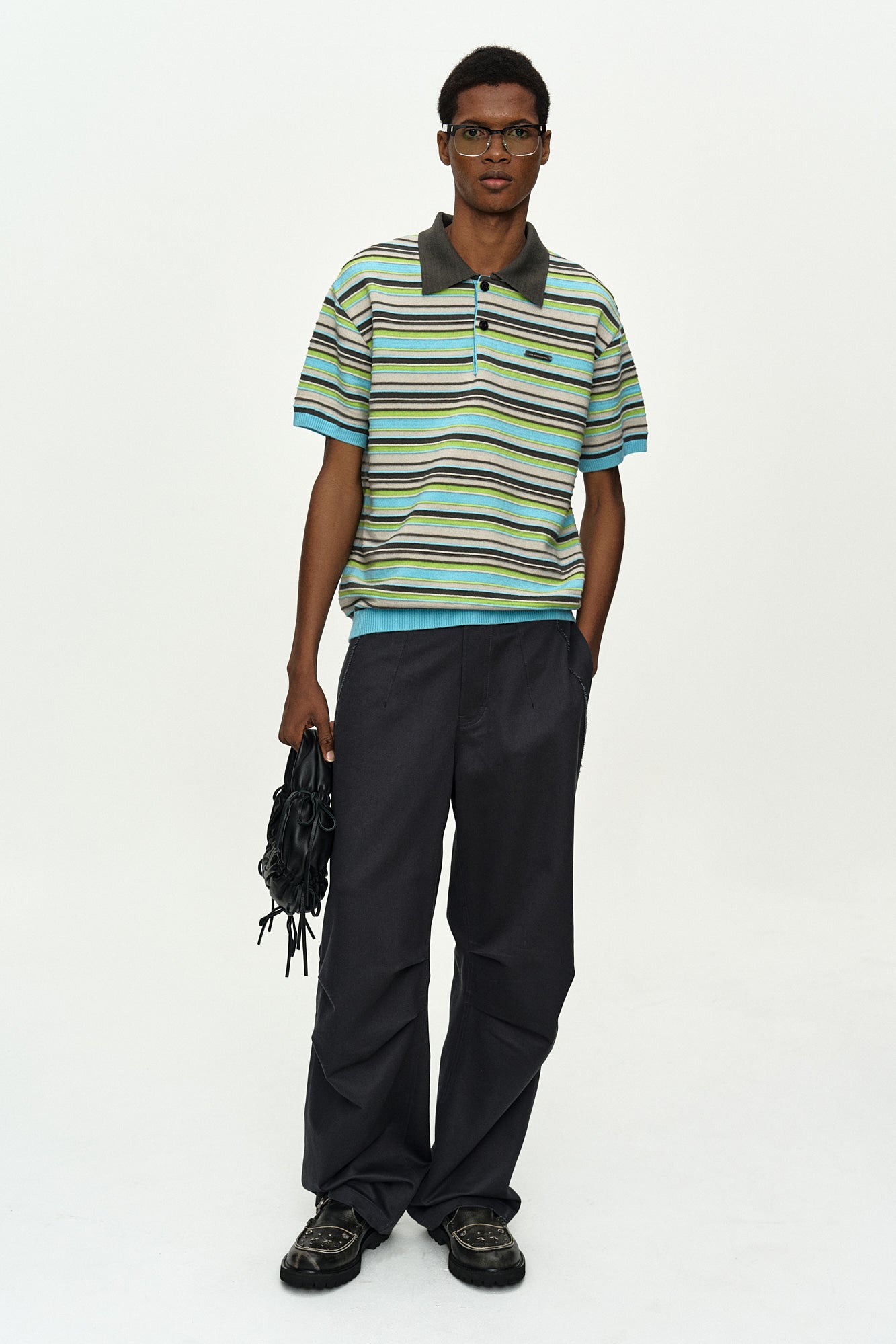 Andersson Bell - Stripe Wool Polo Sweater (Sky Blue) product image 2 | TRAB K-Fashion Australia