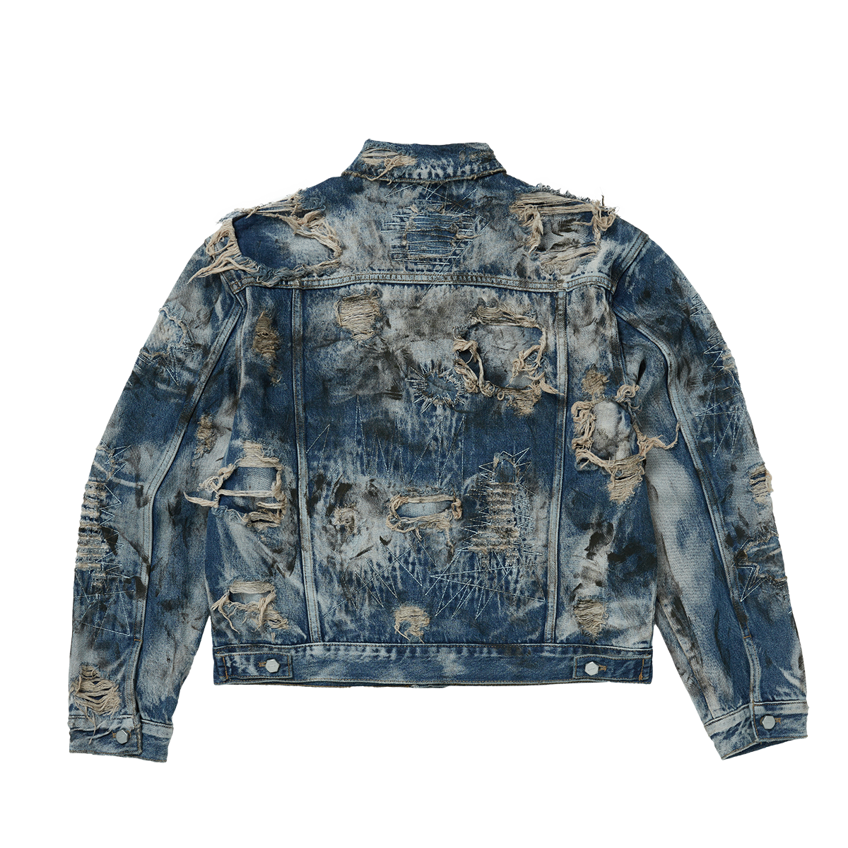 Thug Club - Hard-Washed Damaged Denim Jacket (Blue) product image 2 | TRAB K-Fashion Australia