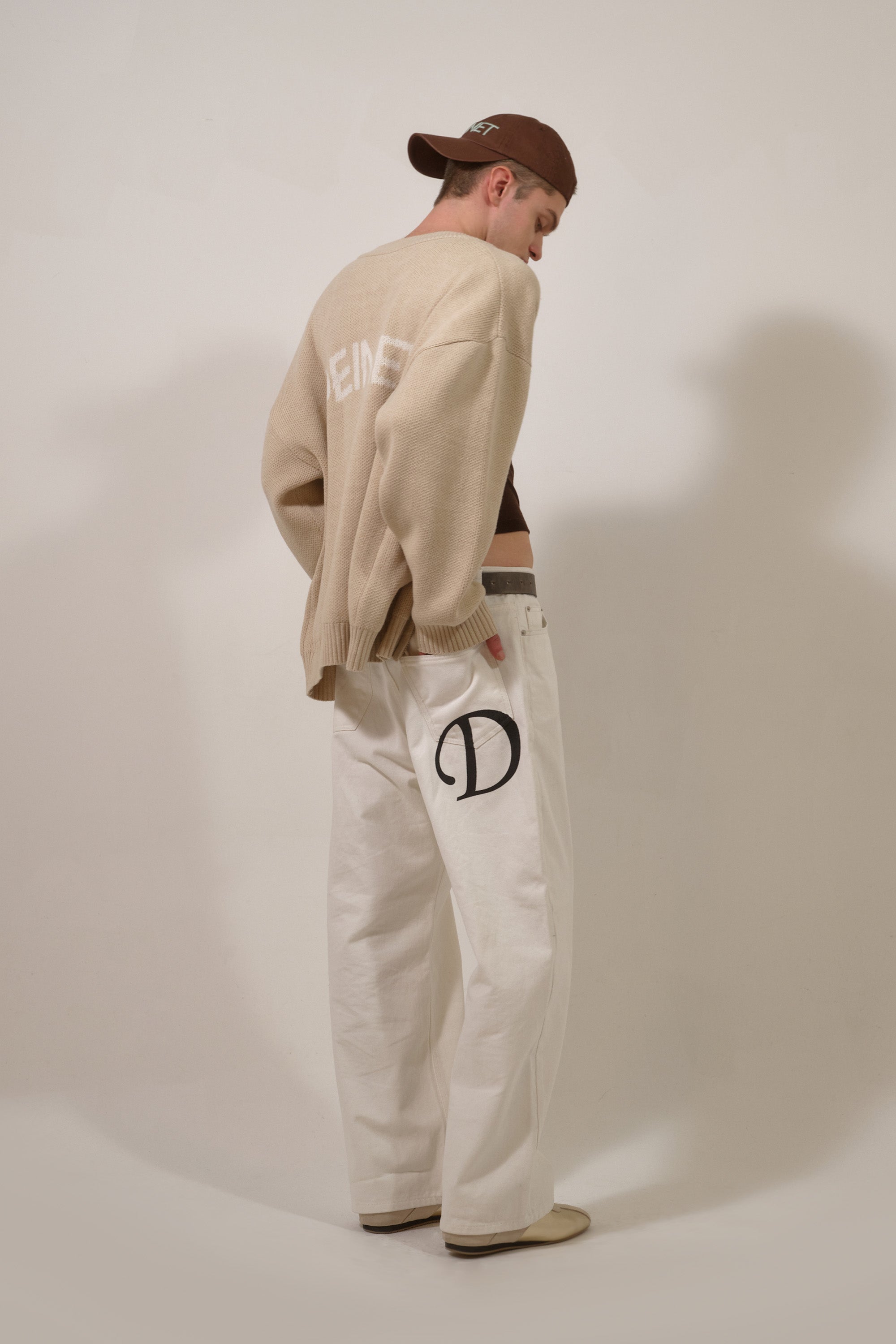 Deinet - D Jacquard Long Knit Zip-Up (Beige) product image 13 | TRAB K-Fashion Australia