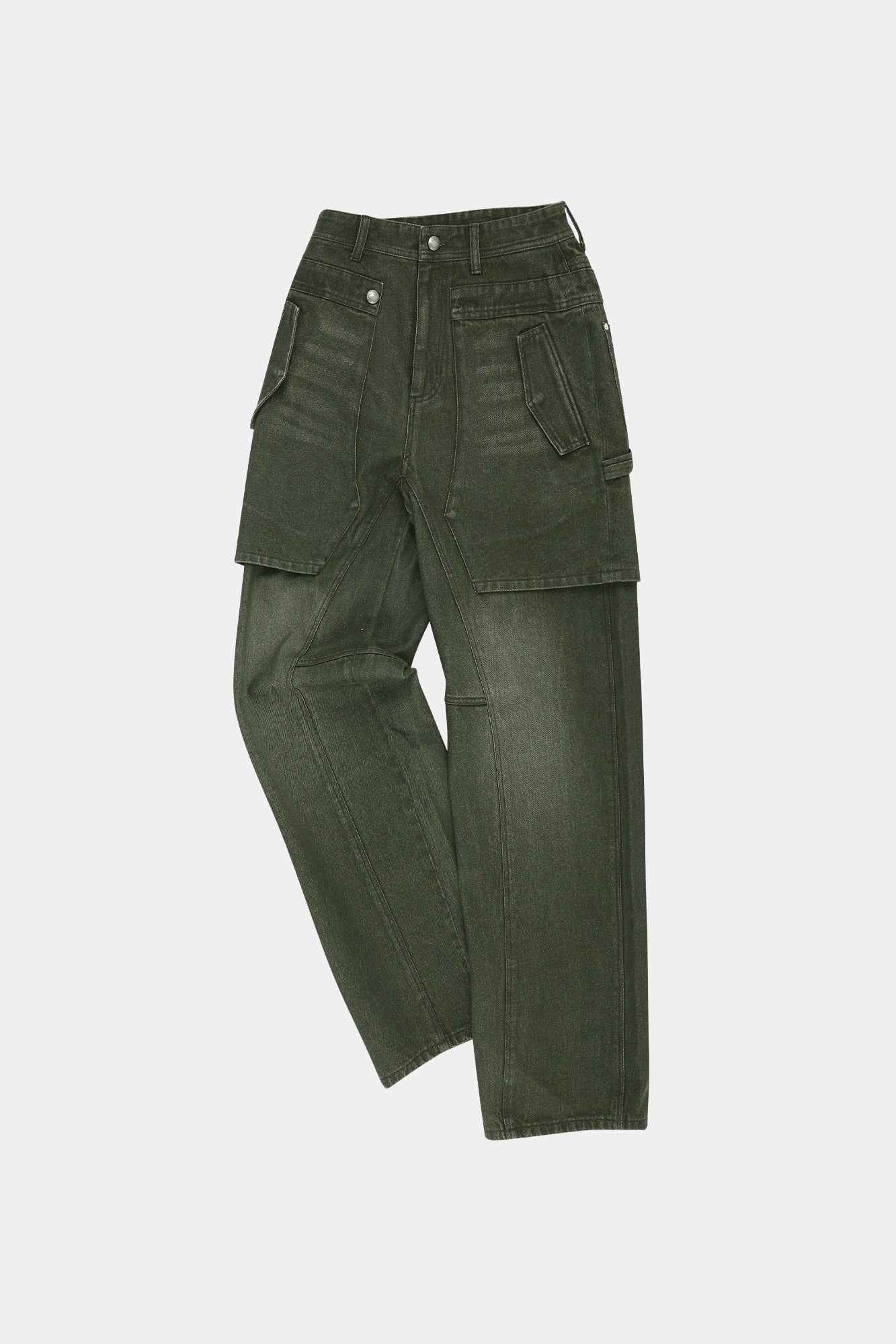 Andersson Bell - Unisex Raptor Layered Wide-Leg Jeans (Washed Green) product image 16 | TRAB K-Fashion Australia