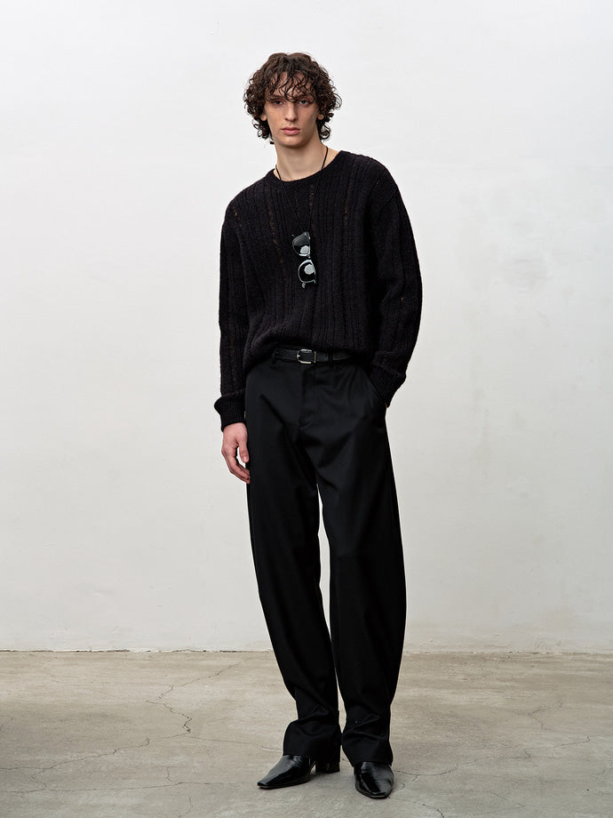 Tonywack - Kid Mohair Distressed Ribbed Sweater (Black) product image 1 | TRAB K-Fashion Australia