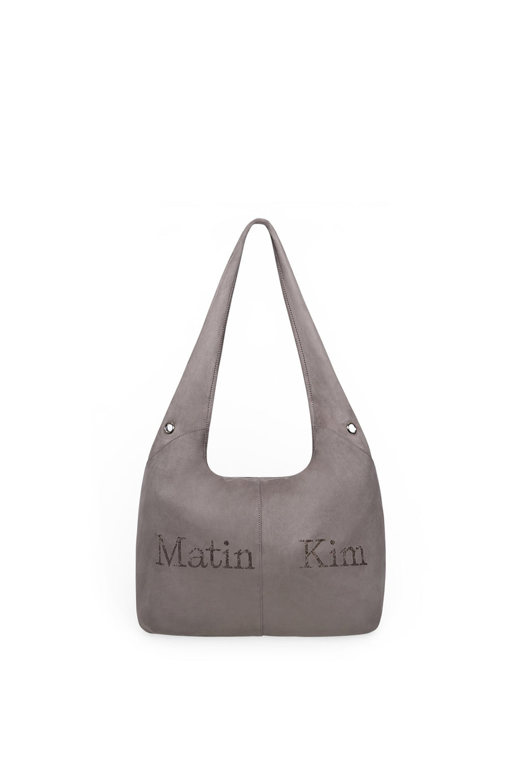 Matin Kim - Logo Point Suede Round Ecobag (Charcoal) product image 1 | TRAB K-Fashion Australia