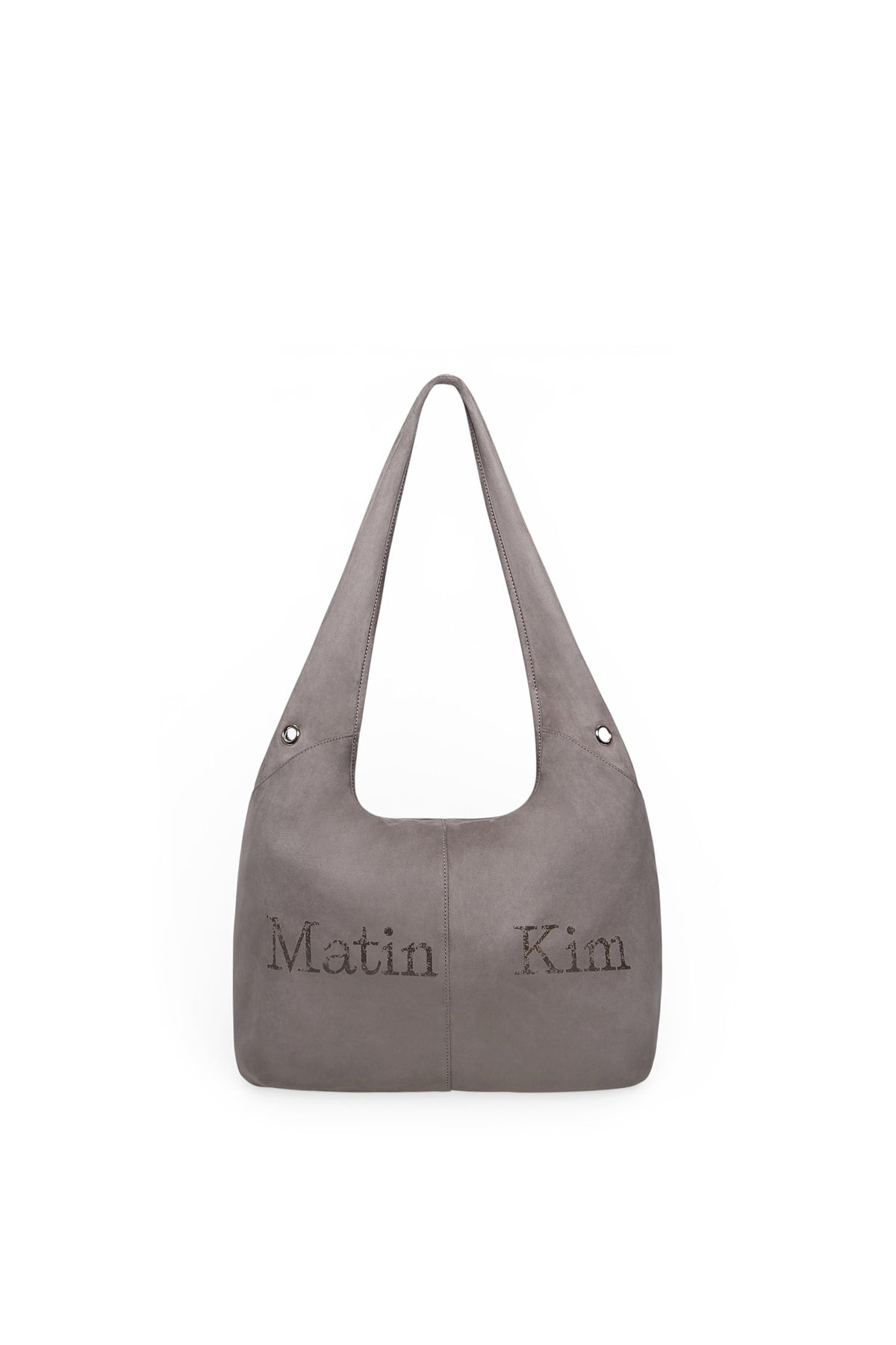 Matin Kim - Logo Point Suede Round Ecobag (Charcoal) product image 1 | TRAB K-Fashion Australia