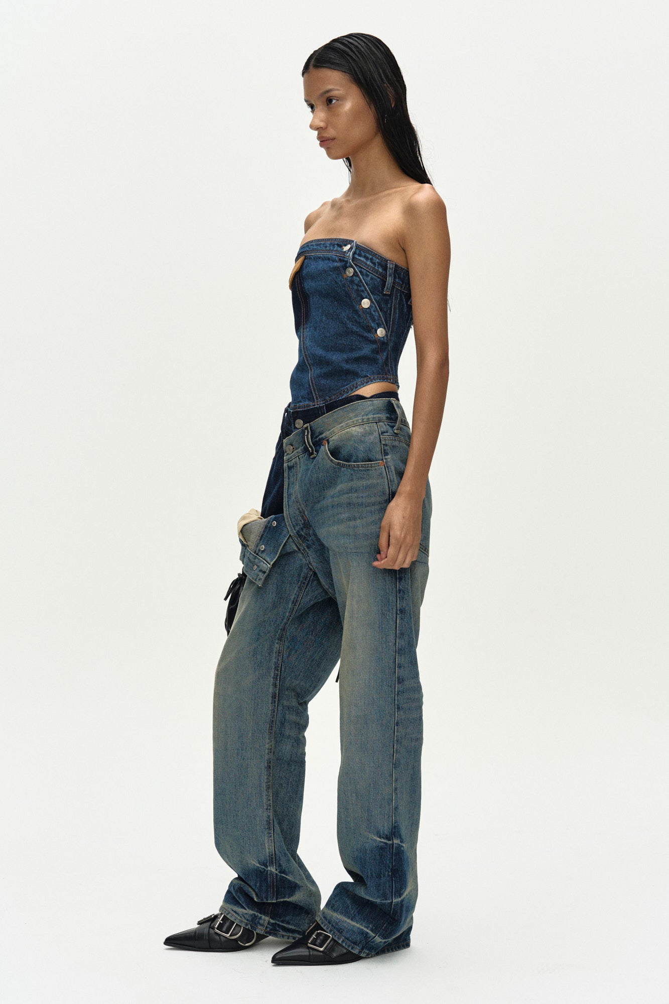 Andersson Bell - Denim Twist Bustier (Blue) product image 3 | TRAB K-Fashion Australia