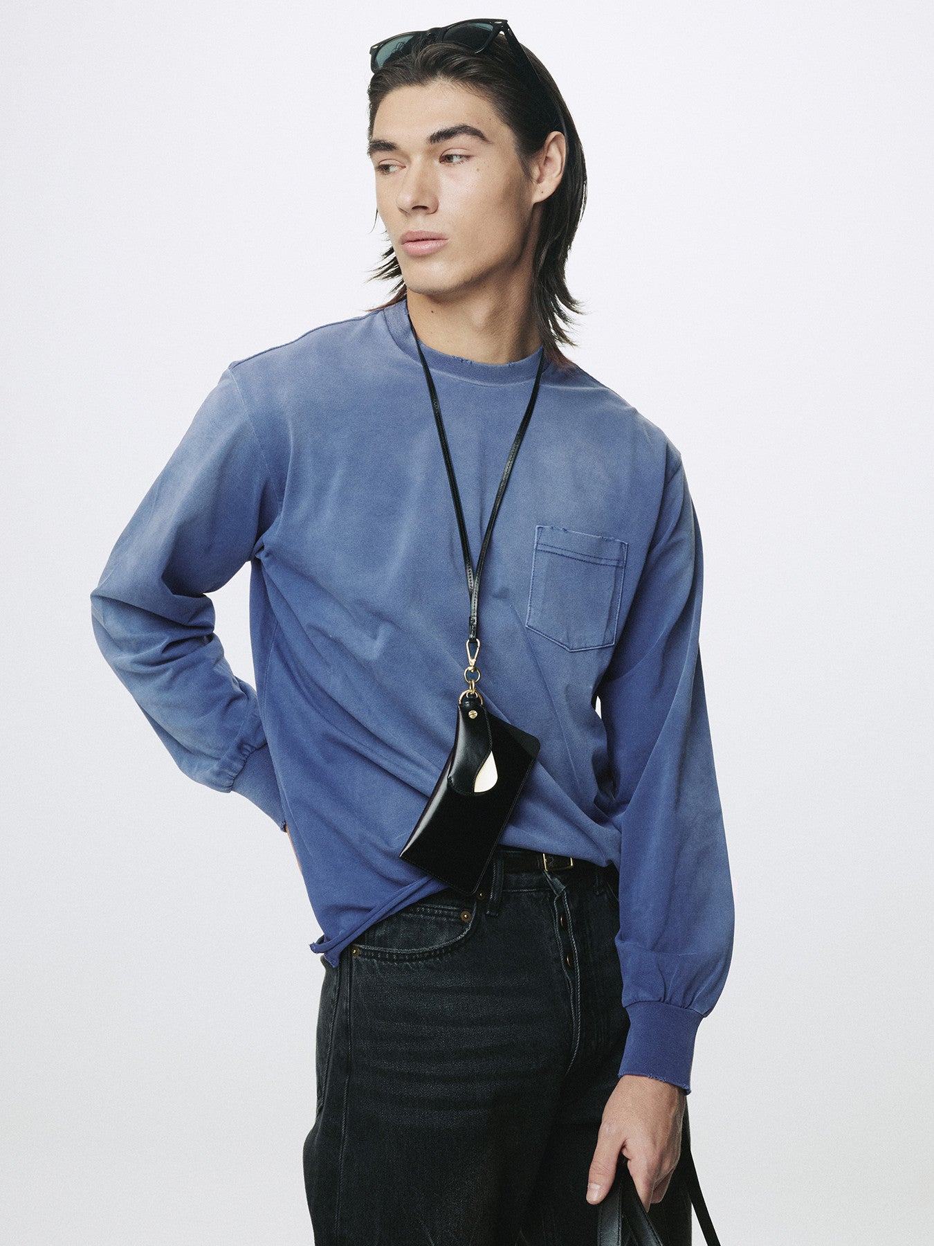 Tonywack - Garment Dyed Long Sleeve Crew (Faded Purple Blue) product image 6 | TRAB K-Fashion Australia