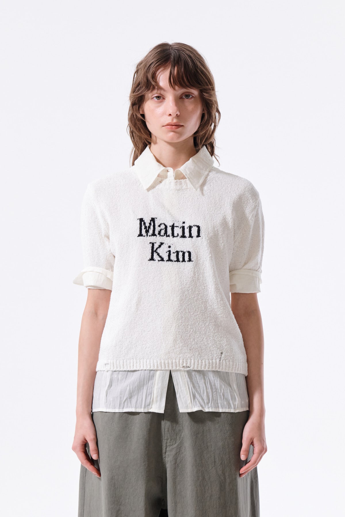 Matin Kim - Half Sleeve Logo Pullover (White) product image 11 | TRAB K-Fashion Australia